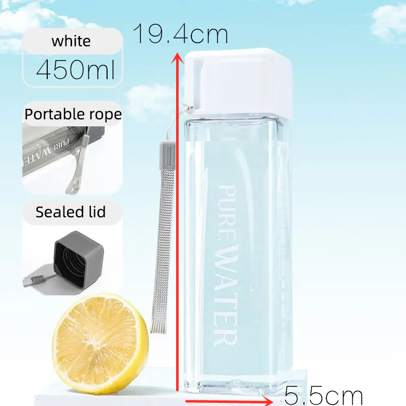 450 ml, 1 vaso cuadrado transp - Outdoor Sport Glass Water Bottle reseña y precio