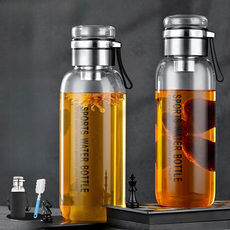 Botella de agua de vidrio de 1 - Outdoor Sport Glass Water Bottle reseña y precio