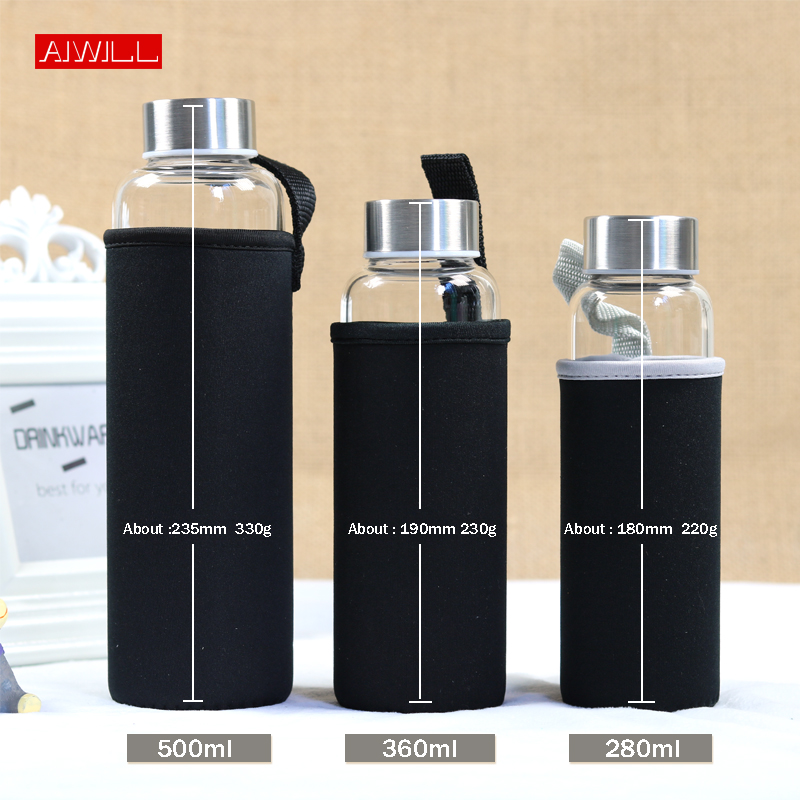 AIWILL-botella de agua deporti - Outdoor Sport Glass Water Bottle reseña y precio
